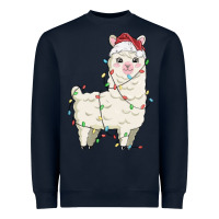 Navy christmas llama Heavyweight Sweatshirt - MaliasSmallBusiness