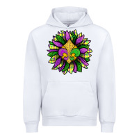 White Mardi Gras Sunflower Urban Hoodie - BundleAndBundleShop