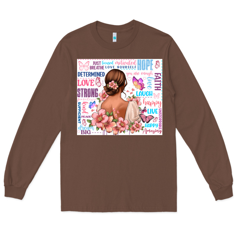 Positive Affirmations Girl Long Sleeve Tee by MaliasSmallBusiness | Teevron