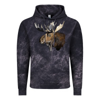 Cloud Black moose buck deer head Vintage Hoodie - LillyAllenDesigns