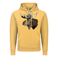 Vintage Mustard moose buck deer head Vintage Hoodie - LillyAllenDesigns