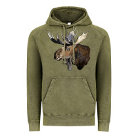 Vintage Olive moose buck deer head Vintage Hoodie - LillyAllenDesigns