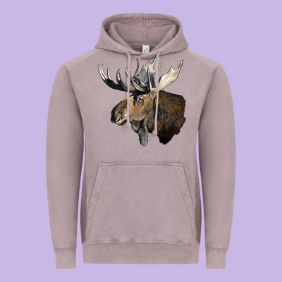 Moose Buck Deer Head Vintage Hoodie Designed By Lillyallendesigns