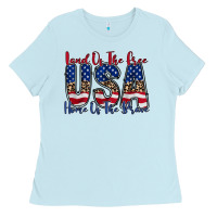 Baby Blue land of the free usa Ladies Tee - RacoonDesign