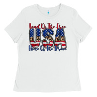 White land of the free usa Ladies Tee - RacoonDesign