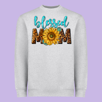 Blessed Mom With Sunflower Heavyweight Sweatshirt Designed By Nancycooperartshop