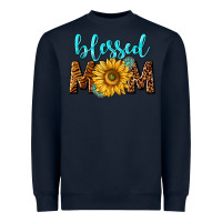 Navy blessed mom with sunflower Heavyweight Sweatshirt - NancyCooperArtShop