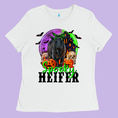 Spooky Heifer Black Angus Ladies Tee Designed By Ranaportraitstore