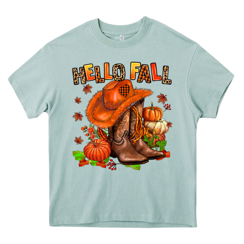 Hello Fall Pumpkins  Cowgirl  And Roses Heavy Core Tee by AdoDesignShop | Teevron