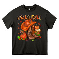 Asphalt hello fall pumpkins  cowgirl  and roses Heavy Core Tee - AdoDesignShop