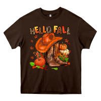 Chocolate Brown hello fall pumpkins  cowgirl  and roses Heavy Core Tee - AdoDesignShop