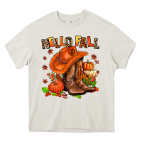 Cream hello fall pumpkins  cowgirl  and roses Heavy Core Tee - AdoDesignShop