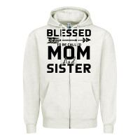 Oatmeal Heather Blessed Mom And Sister Zipper Hoodie - Bettercallsaul