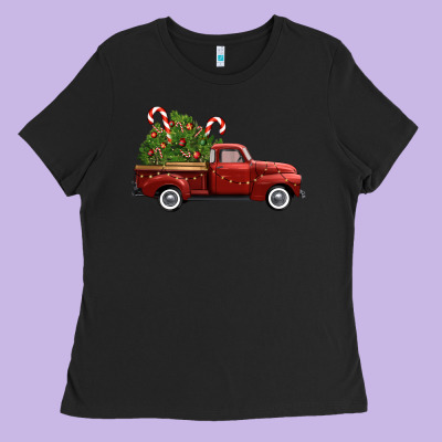 Christmas Trees Truck Ladies Tee Designed By Fadigitalartstudio