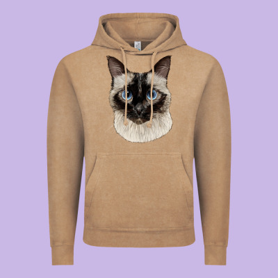Siamese Face Vintage Hoodie Designed By Lillyallendesigns