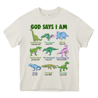 Cream god says i am dinosaurs Heavy Core Tee - JahusDesignShop