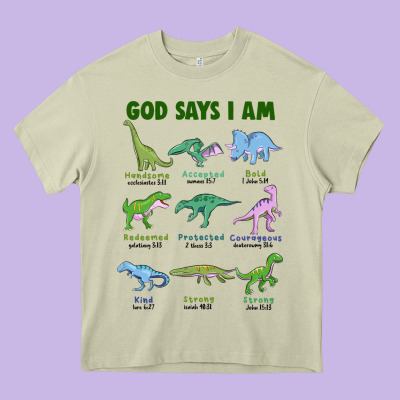 God Says I Am Dinosaurs Heavy Core Tee Designed By Jahusdesignshop