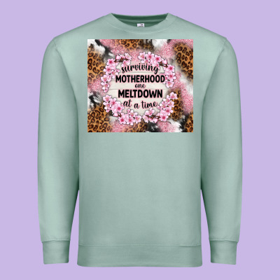 Surviving Motherhood One Meltdown At The Time Premium Sweatshirt Designed By Tumblerdesignbyshophia