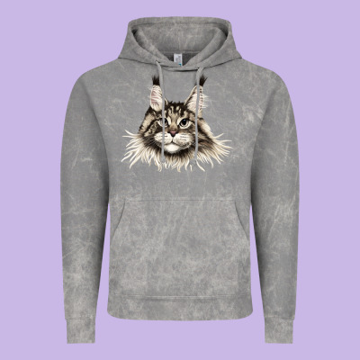 Maine Coon Cat Face Vintage Hoodie Designed By Lillyallendesigns