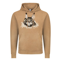 Vintage Camel Maine Coon Cat Face Vintage Hoodie - LillyAllenDesigns