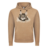 Vintage Coffee Maine Coon Cat Face Vintage Hoodie - LillyAllenDesigns
