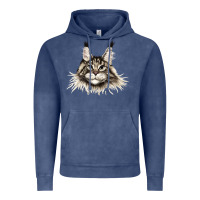 Vintage Denim Maine Coon Cat Face Vintage Hoodie - LillyAllenDesigns