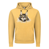 Vintage Mustard Maine Coon Cat Face Vintage Hoodie - LillyAllenDesigns