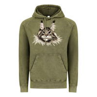 Vintage Olive Maine Coon Cat Face Vintage Hoodie - LillyAllenDesigns
