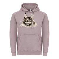 Vintage Zinc Maine Coon Cat Face Vintage Hoodie - LillyAllenDesigns