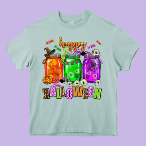 Happy Halloween Jars And Horror Heavy Core Tee Designed By Adodesignshop