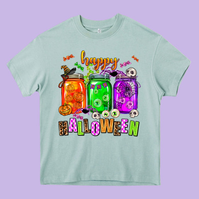 Happy Halloween Jars And Horror Heavy Core Tee Designed By Adodesignshop