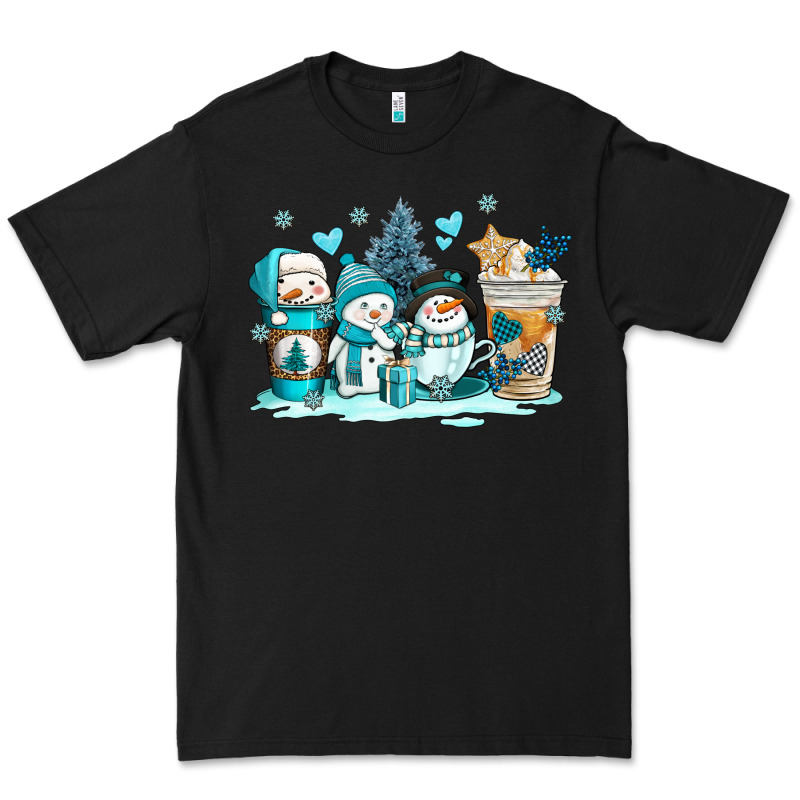 Winter Snowman Coffee Cups Premium Tee by AdoDesignShop | Teevron