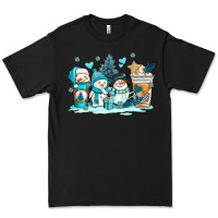 Black winter snowman coffee cups Premium Tee - AdoDesignShop
