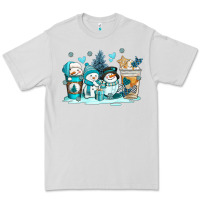 Dove Grey winter snowman coffee cups Premium Tee - AdoDesignShop