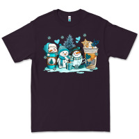 Plum winter snowman coffee cups Premium Tee - AdoDesignShop