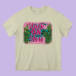 Stuck On You Cactus Heavy Core Tee Designed By Barkaloodesign