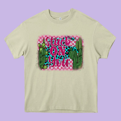 Stuck On You Cactus Heavy Core Tee Designed By Barkaloodesign