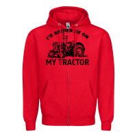 Red I D Rather Be On My Tractor Zipper Hoodie - Bettercallsaul