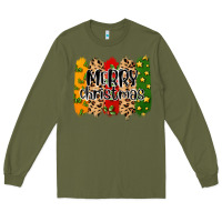 Army Green merry christmas brushstrokes Long Sleeve Tee - MaliasSmallBusiness
