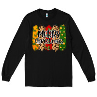 Black merry christmas brushstrokes Long Sleeve Tee - MaliasSmallBusiness
