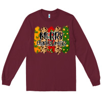 Burgundy merry christmas brushstrokes Long Sleeve Tee - MaliasSmallBusiness