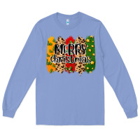 Colony Blue merry christmas brushstrokes Long Sleeve Tee - MaliasSmallBusiness