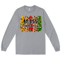 Heather Grey merry christmas brushstrokes Long Sleeve Tee - MaliasSmallBusiness