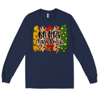 Navy merry christmas brushstrokes Long Sleeve Tee - MaliasSmallBusiness