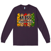 Plum merry christmas brushstrokes Long Sleeve Tee - MaliasSmallBusiness