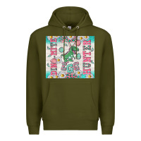 Army Green dino mite egg hunter Premium Hoodie - TumblerDesignByShophia