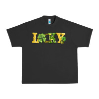 Pigment Black lucky horseshoe and four leaf clover Urban Heavy Tee - AdoDesignShop