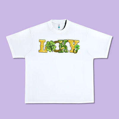 Lucky Horseshoe And Four Leaf Clover Urban Heavy Tee Designed By Adodesignshop