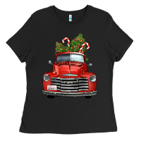 Black christmas trees truck Ladies Tee - FaDigitalArtStudio