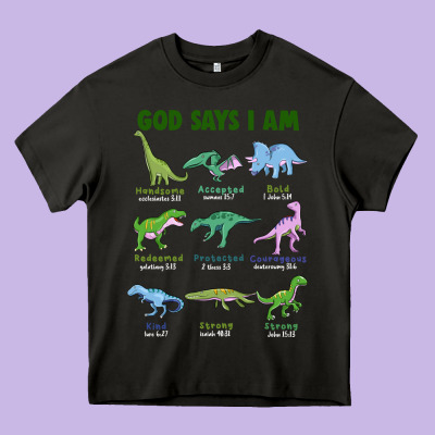 God Says I Am Dinosaurs Heavy Core Tee Designed By Jahusdesignshop